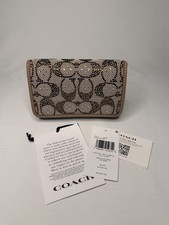 Coach Essential Slim Card Case In Crystal Signature Jacquard
