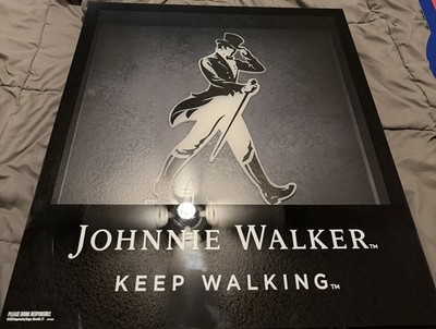 Johnnie Walker Keep Walking Striding Man Lighted Advertising Sign, Black/White