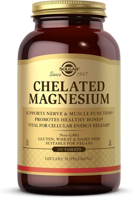 Solgar Chelated Magnesium 250 Tabs Nerve Muscle Bone Energy Support