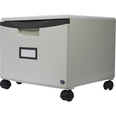 Storex Plastic One-Drawer File Cabinet Locking Document Organizer Casters For