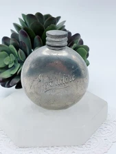 Ladies ENGLISH PEWTER FLASK marked JET'ADORE I Adore You Sheffield made