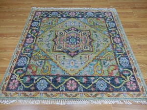 Bohemian Rug, Oushak Turkish Ushak Rug,Contemporary Design Rug 4.1x4.3 Ft