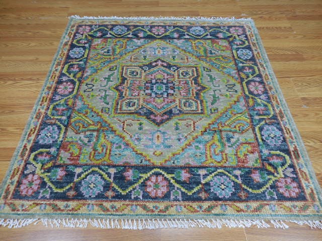 Bohemian Rug, Oushak Turkish Ushak Rug,Contemporary Design Rug 4.1x4.3 Ft