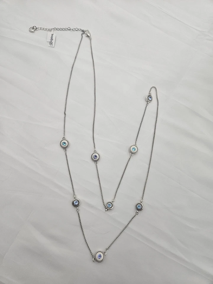 Новый с Ярлыками Brighton Halo светло-белая эмаль фиолетовый синий кристалл длинное ожерелье $98