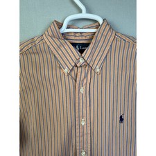 Ralph Lauren Classic Fit Button Down Shirt Men 15.5 34 / 35 Pink Stripe Preppy