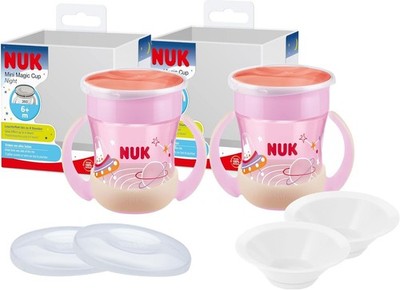 NUK Mini Magic Cup GITD Set   2x leuchtende Becher 160ml + Zubehör, BPA-frei