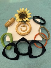 Vintage Bakelite Bracelet Bangle Lot- multi color-Simichrome tested