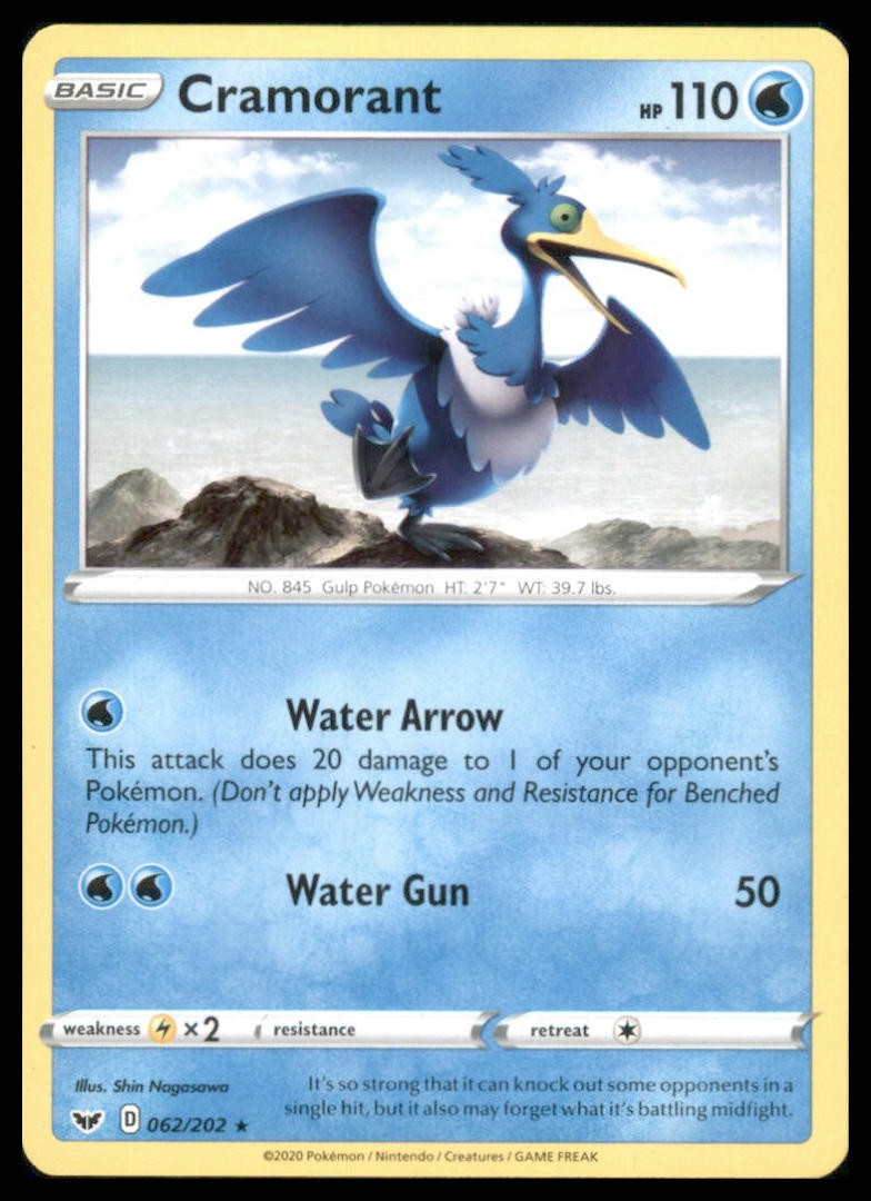 Cramorant Rare SWSH01: Sword & Shield Base Set 062/202 NM