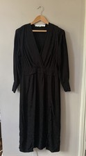 IRO Antero Black Jacquard Midi Dress Size 38 UK 10 Viscose Long Sleeve Paris