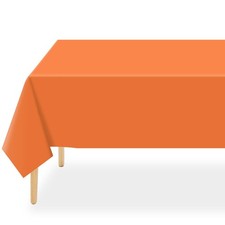Orange Plastic Table Cloth Disposable 2 Pack, 54 x 108 Inch Tablecloths for P...