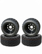 10 Black Steel Golf Cart Wheels And 18x9-10 Dot All Terrain Tires Set Of 4 10 Black Steel Golf Cart Wheels And 18x9-10 Dot All Terrain Tires Set Of 4