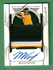 2024 PANINI NATIONAL TREASURES MYLES NAYLOR AUTO JERSEY PATCH 28/49 ATHLETICS