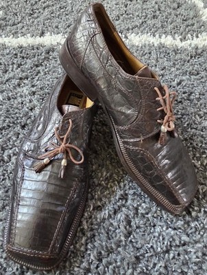 David Eden Exotic Crocodile Lizard Dark Brown Men's Dress Shoes Oxfords Size 11