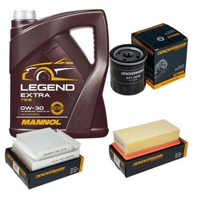 DENCKERMANN Inspektionspaket 5 L MANNOL Legend Extra 0W-30 für Peugeot 208 CA_