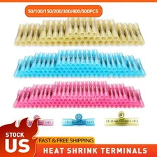 50/100/200x Waterproof Heat Shrink Butt Wire Splice Crimp Connectors Terminals