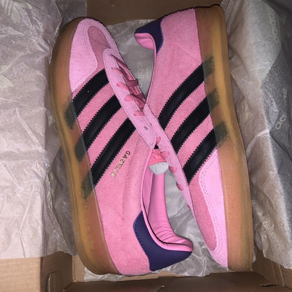 adidas Gazelle Indoor Bliss Pink/Core Black/Collegiate Purple Size UK7 |  eBay UK