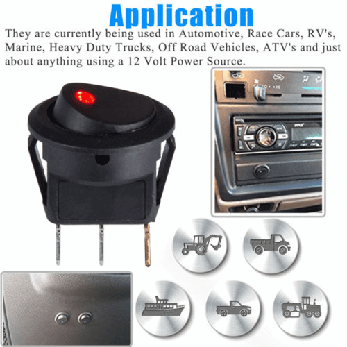 20PCS ROCKER SWITCH Toggle Led Light Car Auto Boat Round ON/OFF SPST 20 AMP 12V* - Picture 3 of 12