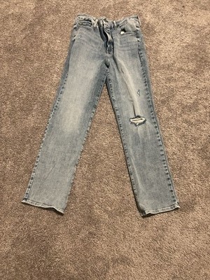 Express Light Wash Distressed Straight Leg Jeans