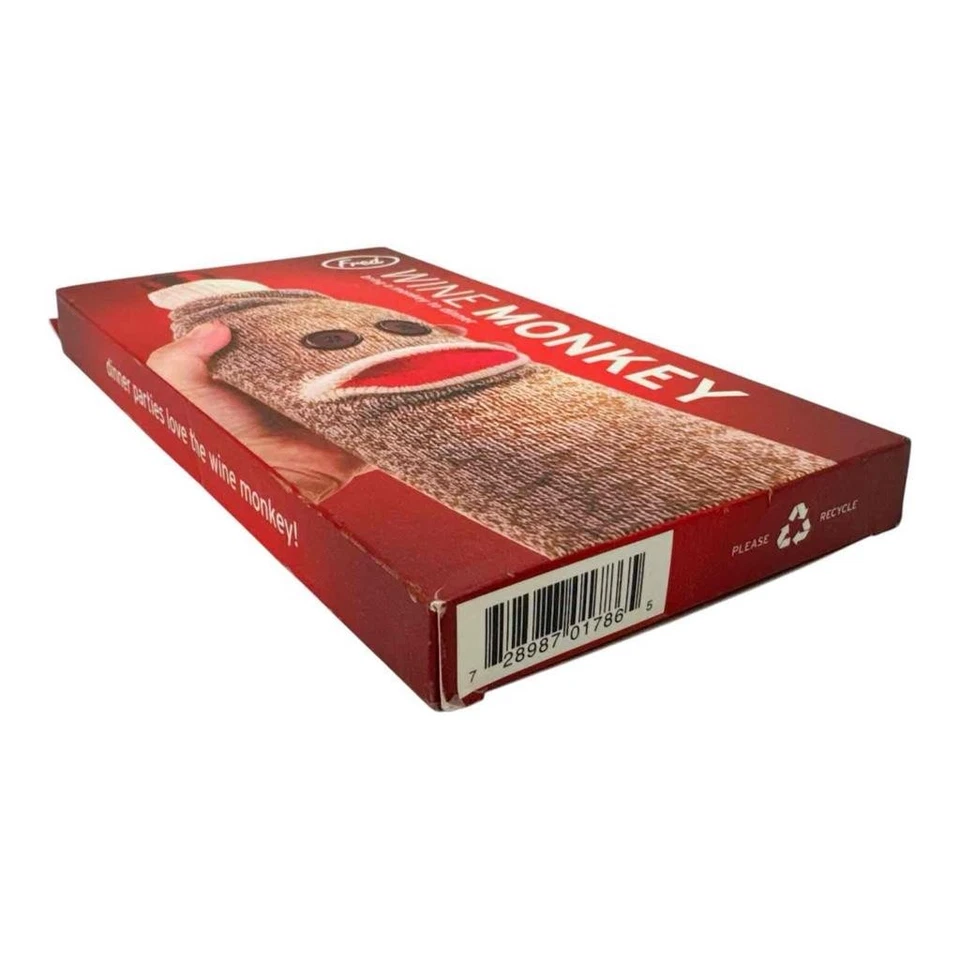 NUEVO EN CAJA Fred & Friends WINE MONKEY Tejido Calcetín Cubierta de Botella Bolso Llevar Mono a Cena Foto 4 de 4