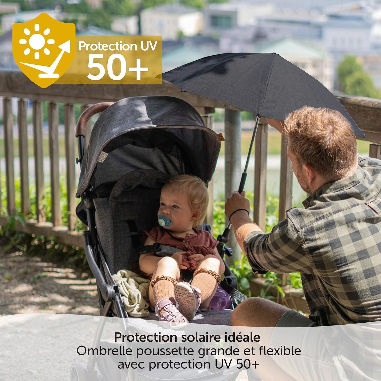 Ombrelle poussette flexible ZAMBOO bloque le soleil direct fixation universelle - 4