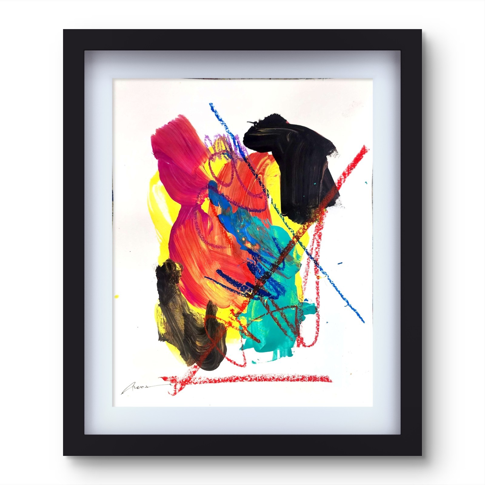 Aleph Original Art 14x11 Colorful Modern Art Acrylic Painting Gallery Paper