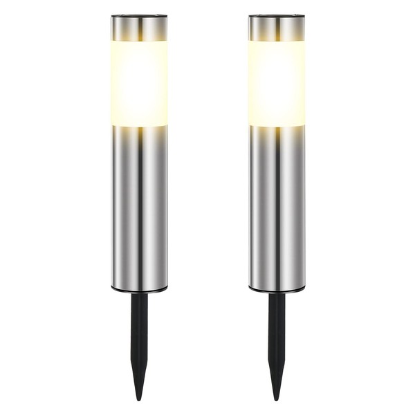 Solarlampen Garten Edelstahl LED Wasserdicht AußEnleuchten Terrasse Wege 2 StüCk-image