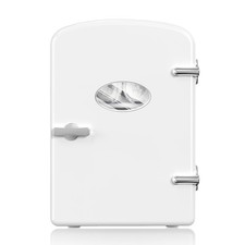 6L 9 Cans Mini Fridge Warmer and Cooler Portable Refrigerator with window White