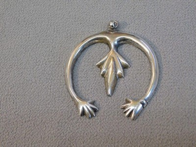 Old Pawn Navajo Sterling Silver Naja Pendant 2'' Sandcast