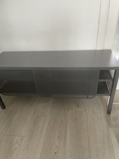 Black Freestanding Rectangular TV Stand Entertainment Unit with Open Storage