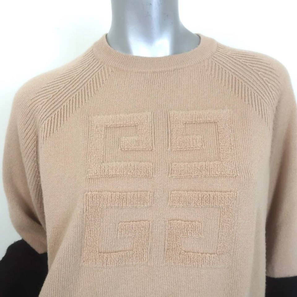 Suéter Givenchy 4G Bicolor Cachemira Cuello Redondo Beige y Negro Talla Extra Pequeña Foto 2 de 4