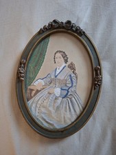 Antique Portrait Victorian Lady Watercolour  On Paper - 20cm X 25cm - C19th