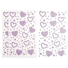 3Sheets Heart Gem Sticker, Face Gem Stickers, Purple