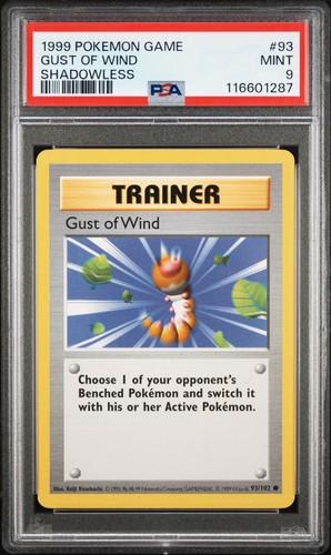 1999 POKEMON BASE SET SHADOWLESS #93 GUST OF WIND PSA 9