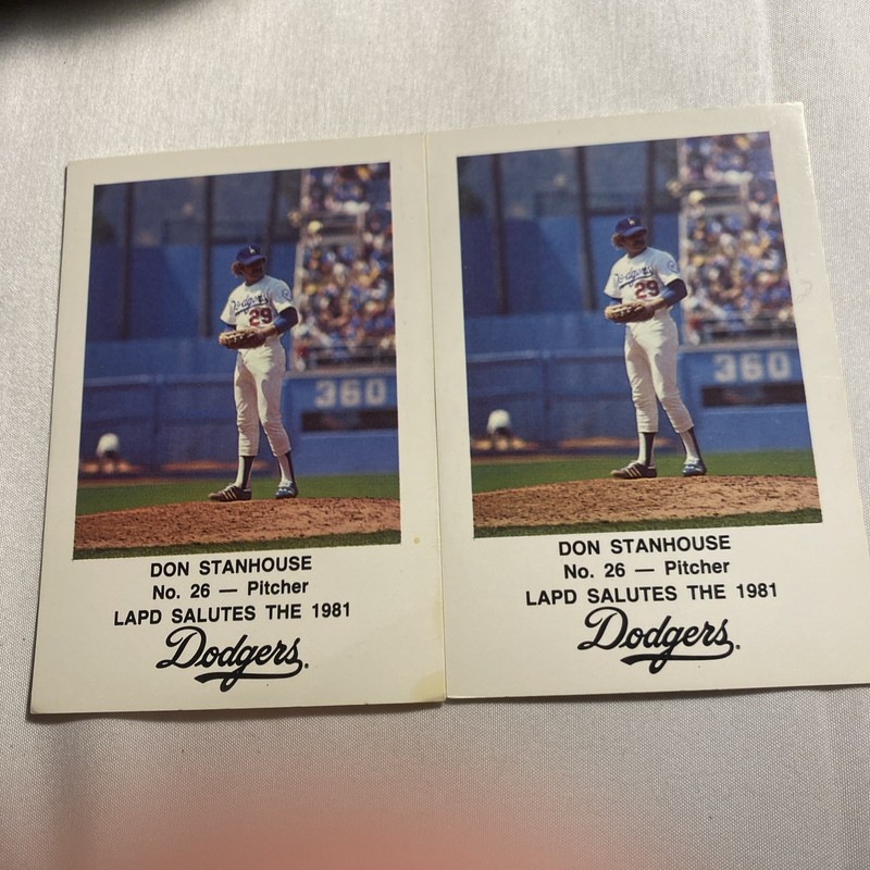MLB 1981 Police Baseball Card-Los Angeles Dodgers #26-Don Stanhouse - 2 Card Lot