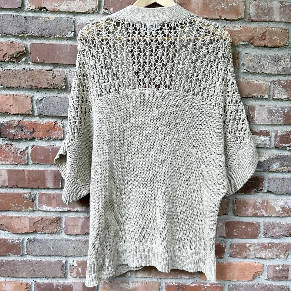 Кардиган Sejour свитер крючком женщин 2 X бежевый богемное плюс кнопка спереди пляж - Изображение 2 из 4