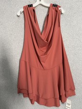 Boohoo Dress Womens 16 Pink Cowl Neck Sleeveless Swing Trapeze Short Mini Party