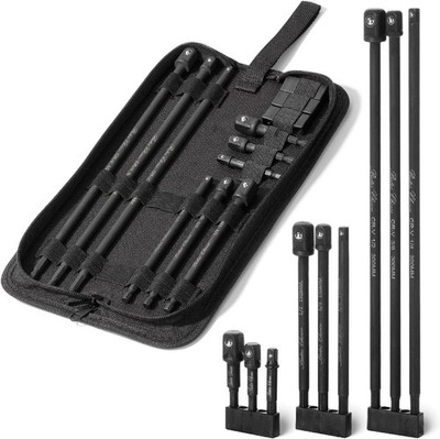 9 Pcs Impact Socket Adapter, Steel, 3, 6, 12, 1/4 Hex Shank, 1/4, 3/8, 1/2 Drive