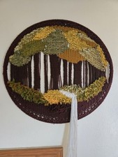 Vintage Yarn Art Trees And Stream