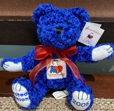 CUDDLES BLUE TEDDY BEAR PLUSH STUFFED ANIMAL 7  Sitting W/ BOW Limited Ed. NWT