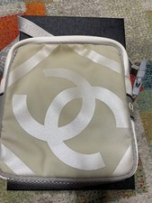 CHANEL Sport Line Shoulder Bag White Nylon 10 Series Crosssbody Bag Auth USED