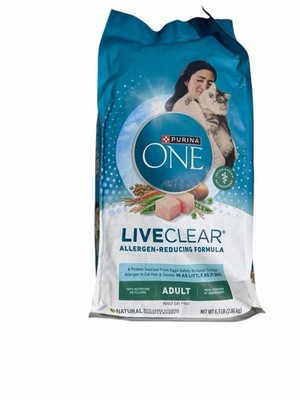 Purina ONE LiveClear Allergen-Reducing Cat Food Dry 6.3 Pound, EXP 09/26