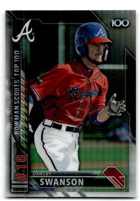 2016 Bowman #BTP-16 Dansby Swanson Bowman Scouts' Top 100 Atlanta Braves