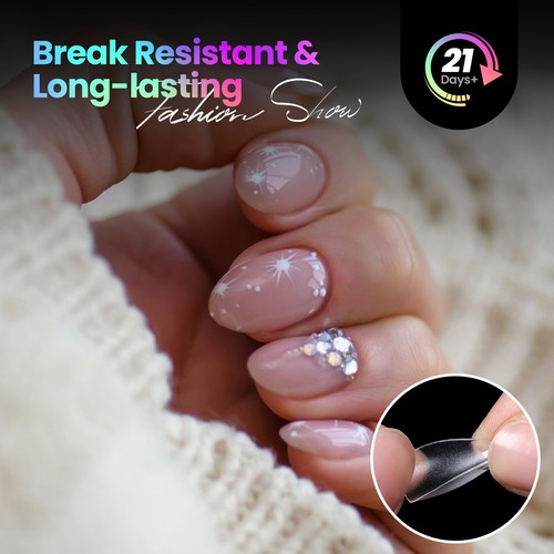 600Pcs Short Almond Nail Tips - Pre Shaped Soft Gel X Nail Tips Half Matte Fu... - Picture 4 of 6