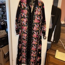 Aratta Silent Journey Long sleeve Shirt Dress Duster Floral Boho Size Small New