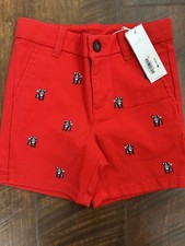 NWT Janie  Jack Boys Red Shorts w/ Frenchie Bulldogs Size 3