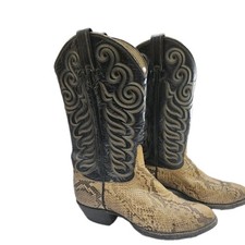 Vintage Tony Lama Python Snakeskin Cowboy Boots Size Men's 7.5 D Made In USA