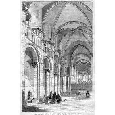 FRANKREICH Königin Matildas Kirche in CAEN Normandie - antiker Druck 1859