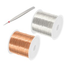 2Pcs 26 Guage/ 0.4 mm 328 Feet Jewelry Craft Wire Beading Wire Silver/Red Copper