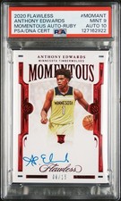 2020-21 Anthony Edwards Flawless Momentous Auto Ruby /15 Psa 9 Auto 10 POP 1 