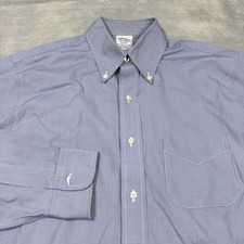 Brooks Brothers Shirt Men's 15-32 Regent Blue Check Button Down Non Iron